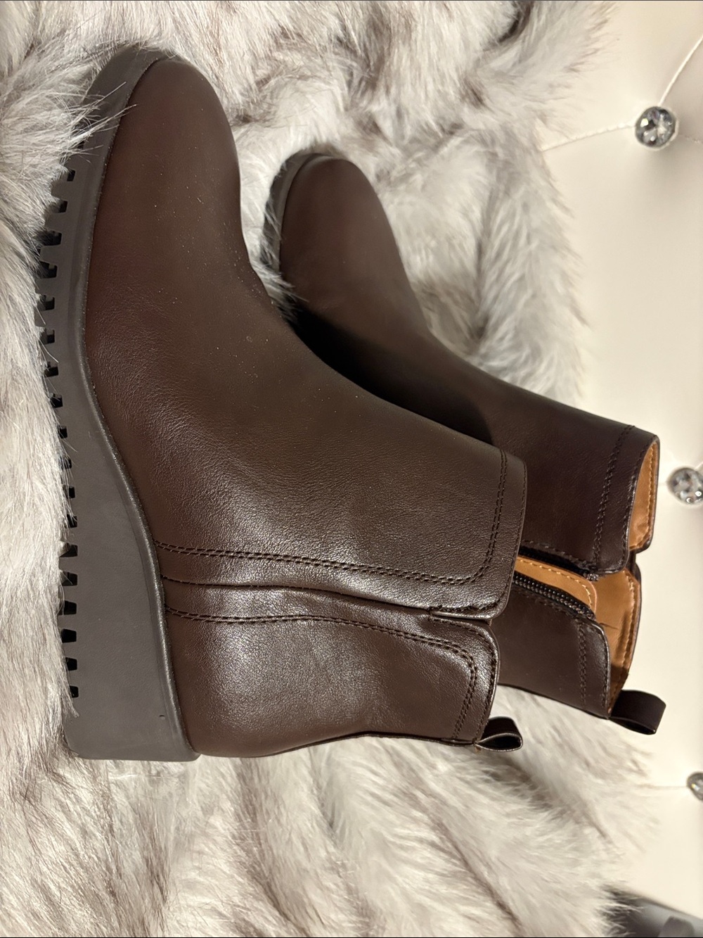 Women's Brown Leather Chelsea Ankle Booties - Sleek Zip Side